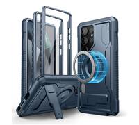 Dexnor para Funda Samsung Galaxy S24 Ultra, Compatible con MagSafe [Marco Frontal Doble y Soporte], Reforzada Antisísmica Cubierta Protectora Carcasa Case - Azul Marino