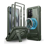 Dexnor para Funda Samsung Galaxy S24 Ultra, Compatible con MagSafe [Marco Frontal Doble y Soporte], Reforzada Antisísmica Cubierta Protectora Carcasa Case - Militar Verde