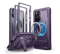 Dexnor para Funda Samsung Galaxy S24 Ultra, Compatible con MagSafe [Marco Frontal Doble y Soporte], Reforzada Antisísmica Cubierta Protectora Carcasa Case - Púrpura Fantasma