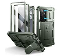 Dexnor para Funda Samsung Galaxy S24 Ultra,con Tapa Protectora Deslizante de Cámara & Protector de Pantalla & Stent, Reforzada Antisísmica Cubierta Protectora Carcasa Case - Militar Verde