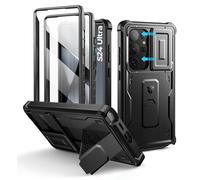 Dexnor para Funda Samsung Galaxy S24 Ultra,con Tapa Protectora Deslizante de Cámara & Protector de Pantalla & Stent, Reforzada Antisísmica Cubierta Protectora Carcasa Case - Negro