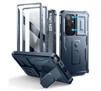 Dexnor para Funda Samsung Galaxy S24 Ultra,con Tapa Protectora Deslizante de Cámara & Protector de Pantalla & Stent, Reforzada Antisísmica Cubierta Protectora Carcasa Case - Azul Marino