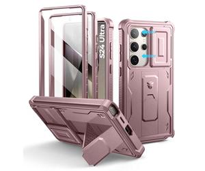 Dexnor para Funda Samsung Galaxy S24 Ultra,con Tapa Protectora Deslizante de Cámara & Protector de Pantalla & Stent, Reforzada Antisísmica Cubierta Protectora Carcasa Case - Polvo Peonía