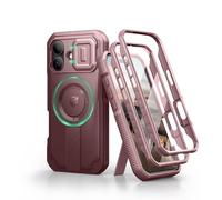 Dexnor para Magnética Funda iPhone 17 con Cubierta Corredera para Cámara y Soporte Ajustable y Protector de Pantalla Incorporado, Protección Carcasa Antigolpes Robustas - Mágico Rojo