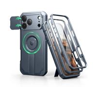 Dexnor para Magnética Funda iPhone 17 Pro MAX con Cubierta Corredera para Cámara y Soporte Plegable y Protector de Pantalla Incorporado, Protección Carcasa Antigolpes Robustas - Azul Marino