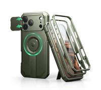 Dexnor para Magnética Funda iPhone 17 Pro MAX con Cubierta Corredera para Cámara y Soporte Plegable y Protector de Pantalla Incorporado, Protección Carcasa Antigolpes Robustas - Militar Verde