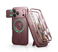 Dexnor para Magnética Funda iPhone 17 Pro MAX con Cubierta Corredera para Cámara y Soporte Plegable y Protector de Pantalla Incorporado, Protección Carcasa Antigolpes Robustas - Mágico Rojo