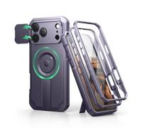 Dexnor para Magnética Funda iPhone 17 Pro MAX con Cubierta Corredera para Cámara y Soporte Plegable y Protector de Pantalla Incorporado, Protección Carcasa Antigolpes Robustas - Púrpura Fantasma