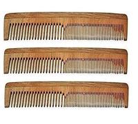DEXO Peine de madera para el crecimiento del cabello para mujer, peine de madera de neem para el crecimiento del cabello, 15 g, color marrón, paquete de 1 (juego de 3 piezas)