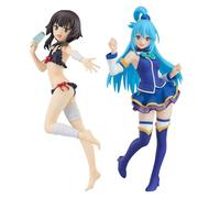 DEXSHUN 2 piezas Figura de Megumin Anime De una explosión en este maravilloso mundo Traje de baño Megumin/Aqua Figuras Postura de pie PVC Mercancía Modelo Decoración de mesa Regalo