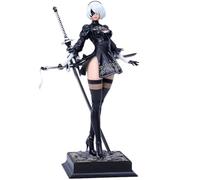 DEXSHUN 2B Figura de anime de 28 cm Yorha 2B Figura de acción de pie, vestidos de anime, mono, estatua, adornos de PVC, modelo anime, manga merchandising (negro/blanco)