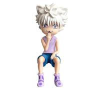DEXSHUN Killua Zaoldyeck Figura Anime Q Tope de pasta sentado Estatua de PVC Mini Divertida Figura Modelo Decoración de Escritorio Ornamento Regalo 11 cm