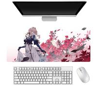 DEXSHUN Violet Evergarden Alfombrilla de ratón grande de anime de 900 x 400 mm, violeta Evergarden, alfombrilla para teclado, alfombrilla de escritorio, accesorios de anime, base de goma