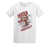 Dexter Blood Never Lies Unisex T-Shirt Printed tee White Mens Top Shirt S