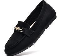 DeYashopin Zapatos Planos de Mujer Zapatos de Ocio Slip On Low Wedge Zapatos de Trabajo cómodos Zapatos para Caminar, Negro Velvet, 42 EU