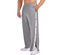 Deyeek Pantalón de Entrenamiento de Baloncesto para Hombre con Tapeta con Botones Laterales para Abrir Pantalones Deportivos con Botones
