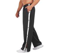 Deyeek Pantalones de Baloncesto para Hombre, Pantalones de Entrenamiento Casual, para Calentar, Sueltos, Pierna Abierta, con Bolsillos, Negro, Large