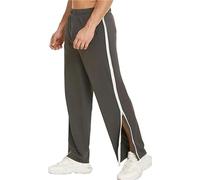 Deyeek Pantalones de entrenamiento para hombre con cremallera completa, pantalones de correr, pantalones de velcro, pantalones de ocio, ropa deportiva amplia e informal con bolsillo, gris., M-L