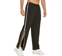 Deyeek Pantalones de entrenamiento para hombre con cremallera completa, pantalones de correr, pantalones de velcro, pantalones de ocio, ropa deportiva amplia e informal con bolsillo, Negro , S/M