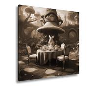 deyoli Lienzo decorativo con diseño de Alicia entre setas gigantes y formas fantásticas, formato: 40 x 40 cm, efecto: sepia XXL, impresión artística sobre bastidor/mural/decoración del salón