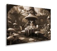deyoli Lienzo decorativo con diseño de Alicia entre setas gigantes y formas fantásticas, formato: 60 x 40 cm, efecto: sepia XXL, impresión artística sobre bastidor/mural/decoración del salón