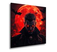 deyoli Lienzo decorativo con diseño de vampiro delante de la luna roja sangre - Poder sombrío formato: 40 x 40 cm, XXL, impresión artística sobre bastidor/mural/salón decoración
