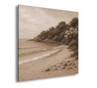 deyoli Lienzo decorativo con piedras y arbustos en flor, 70 x 70 cm, sepia