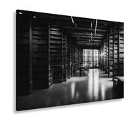 deyoli Lienzo decorativo de una biblioteca llena de misterios en la cálida luz del silencio, formato: 100 x 70 cm, efecto: blanco y negro XXL, impresión artística sobre bastidor/mural/decoración del