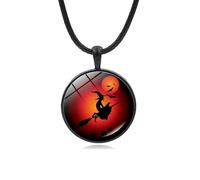 DEYOUM Collar gótico de Halloween para mujeres y hombres, delicado, vintage, gato, murciélago, mágico, sombrero místico, collares con colgante de Halloween, fiesta, vacaciones, joyas, accesorios de