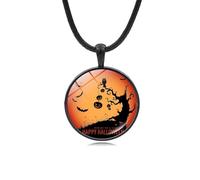 DEYOUM Collar gótico de Halloween para mujeres y hombres, delicado, vintage, gato, murciélago, mágico, sombrero místico, collares con colgante de Halloween, fiesta, vacaciones, joyas, accesorios de