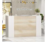 DEZAGCE Mueble Recepción, Mostradores de Recepción Grandes, Mostradores para Tiendas con Estantes Ajustables, Recepción Mueble, Madera +Blanco, 180 X 60 X 110CM, MDF