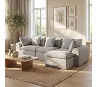 DEZAGCE Sofá cama XXL de 275 cm en forma de L - Nube Terciopelo Sofá de 4 plazas, ultrasuave y gigante, con otomana izquierda/derecha, de pie, listo para usar, sin montaje, lujoso sofá de salón (gris)