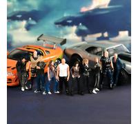 DEZARO Juego de 9 miniaturas pintadas 1/87 1/64 1/43 1/24 escala Paul Walker Gal Gadot Dwayne Johnson Figures Mini Scene Props Doll Vehicles Cars Model Toys (escala 1/43)