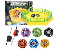 DEZAWRTY Set de Batalla Gyro X - 6 Peonzas Giratorias, 2 Lanzadores y Estadio con Riel de Aceleración X, Juguete para Niños 6+ Años, Ideal para Cumpleaños