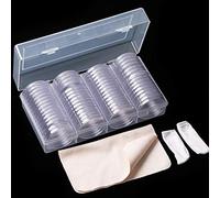 DEZHI 60 Piezas 41mm Titular de la Moneda Águilas de Plata Cápsulas de Monedas Caja de Organizador de Almacenamiento de plástico Transparente para Suministros de recolección de Monedas Titulares d
