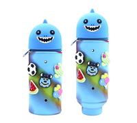 DEZP 1 Pieza Kawaii Estuche para Legami Escolar Kawaii 2 En 1 De Silicona Blanda, 18,5 * 6.5 Cm Tema Animales tiburón para Portabolígrafos De Mesa, Cremallera, Lápices De Colores Rotuladores(J)