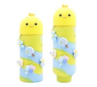 DEZP 1 Pieza Kawaii Estuche para Legami Escolar Kawaii 2 En 1 De Silicona Blanda, 18,5 * 6.5 Cm Tema Animales para Portabolígrafos De Mesa, Cremallera, Lápices De Colores Rotuladores(Polluelo,I)