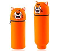 DEZP 1 Pieza Kawaii Estuche Para Legami Escolar Kawaii 2 En 1 De Silicona Blanda, 18,5 * 6.5 Cm Tema Animales Para Portabolígrafos De Mesa, Cremallera, Lápices De Colores Rotuladores (tigre)