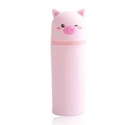 DEZP 1 Pieza Kawaii Estuche Para Legami Escolar Kawaii 2 En 1 De Silicona Blanda, 18,5 * 6.5 Cm Tema Animales Para Portabolígrafos De Mesa, Cremallera, Lápices De Colores Rotuladores (cerdito)