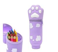 DEZP 1 Pieza Kawaii Estuche para Legami Escolar Kawaii 2 En 1 De Silicona Blanda, 18,5 * 6.5 Cm Tema Pata De Gato para Portabolígrafos De Mesa, Cremallera, Lápices De Colores Rotuladores(Púrpura,C)