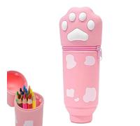 DEZP 1 Pieza Kawaii Estuche para Legami Escolar Kawaii 2 En 1 De Silicona Blanda, 18,5 * 6.5 Cm Tema Pata De Gato para Portabolígrafos De Mesa, Cremallera, Lápices De Colores Rotuladores(Rosa,A)