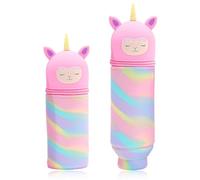 DEZP Kawaii Estuche para Legami Escolar,2 En 1 De Silicona Blanda 18,5 * 6.5 Cm Estuche Escolar para Portabolígrafos De Mesa, Cremallera, Lápices De Colores Rotuladores(Unicornio,I)