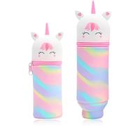 DEZP Kawaii Estuche para Legami Escolar,2 En 1 De Silicona Blanda 18,5 * 6.5 Cm Estuche Escolar para Portabolígrafos De Mesa, Cremallera, Lápices De Colores Rotuladores(Unicorn,J)