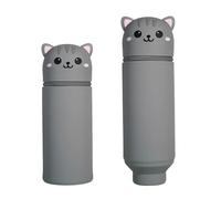 DEZP Kawaii Estuche Para Legami Escolar, 2 En 1 De Silicona Blanda, Serie Animal Estuche Silicona Para Portabolígrafos De Mesa, Cremallera, Lápices De Rotuladores Bolígrafo(gato,C)