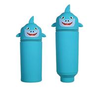 DEZP Kawaii Estuche Para Legami Escolar, 2 En 1 De Silicona Blanda, Serie Animal Estuche Silicona Para Portabolígrafos De Mesa, Cremallera, Lápices De Rotuladores Bolígrafo(tiburón,D)