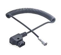 DF DIGITALFOTO D Tap Cable de Alimentación Weipu 2 Pines Hembra a P Tap Cable de Alimentación en Espiral para Blackmagic Cinema Camera 4K/6K, Compatible con Batería Gold Mount/V-Mount