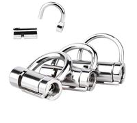 DFADSVCNM Anillo de castidad de acero inoxidable tipo D con orificio pasante, con cerradura, SM PA, dispositivo de castidad con cerradura, juguetes sexuales for hombres y parejas.(L)