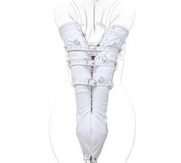 DFADSVCNM Camisa de fuerza de cuero for bondage, esposas de bondage, guantes sexuales flexibles y ajustables, esposas for manos y brazos, juguetes sexuales for hombres, mujeres y parejas.(White)