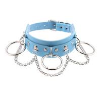DFADSVCNM Collar de cadena tipo anillo de O ajustable SM, collares de cuero BDSM, collar erótico con puños for el cuello, gargantilla, juguetes sexuales for mujeres, hombres y parejas(Blue)