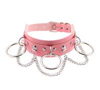 DFADSVCNM Collar de cadena tipo anillo de O ajustable SM, collares de cuero BDSM, collar erótico con puños for el cuello, gargantilla, juguetes sexuales for mujeres, hombres y parejas(Rosa)